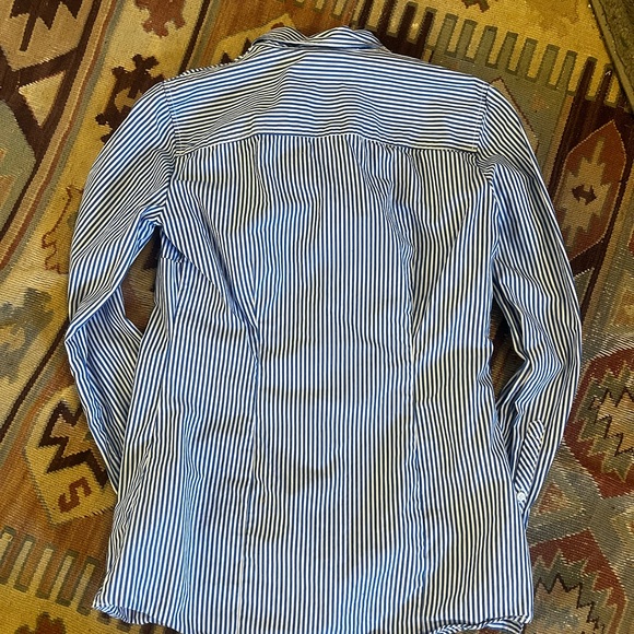 Blue and White Striped Button-Up Shirt - Picture 3 of 4